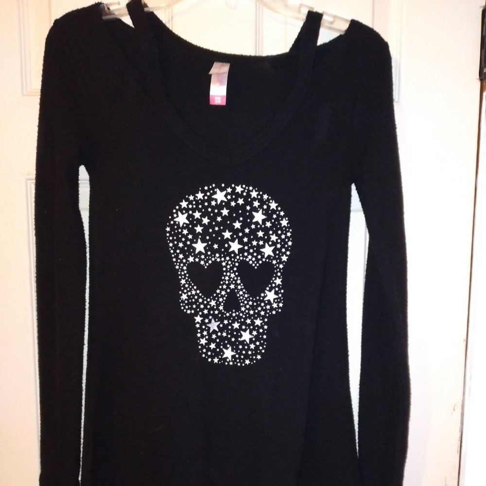 Skull Cold Shoulder Sweater
